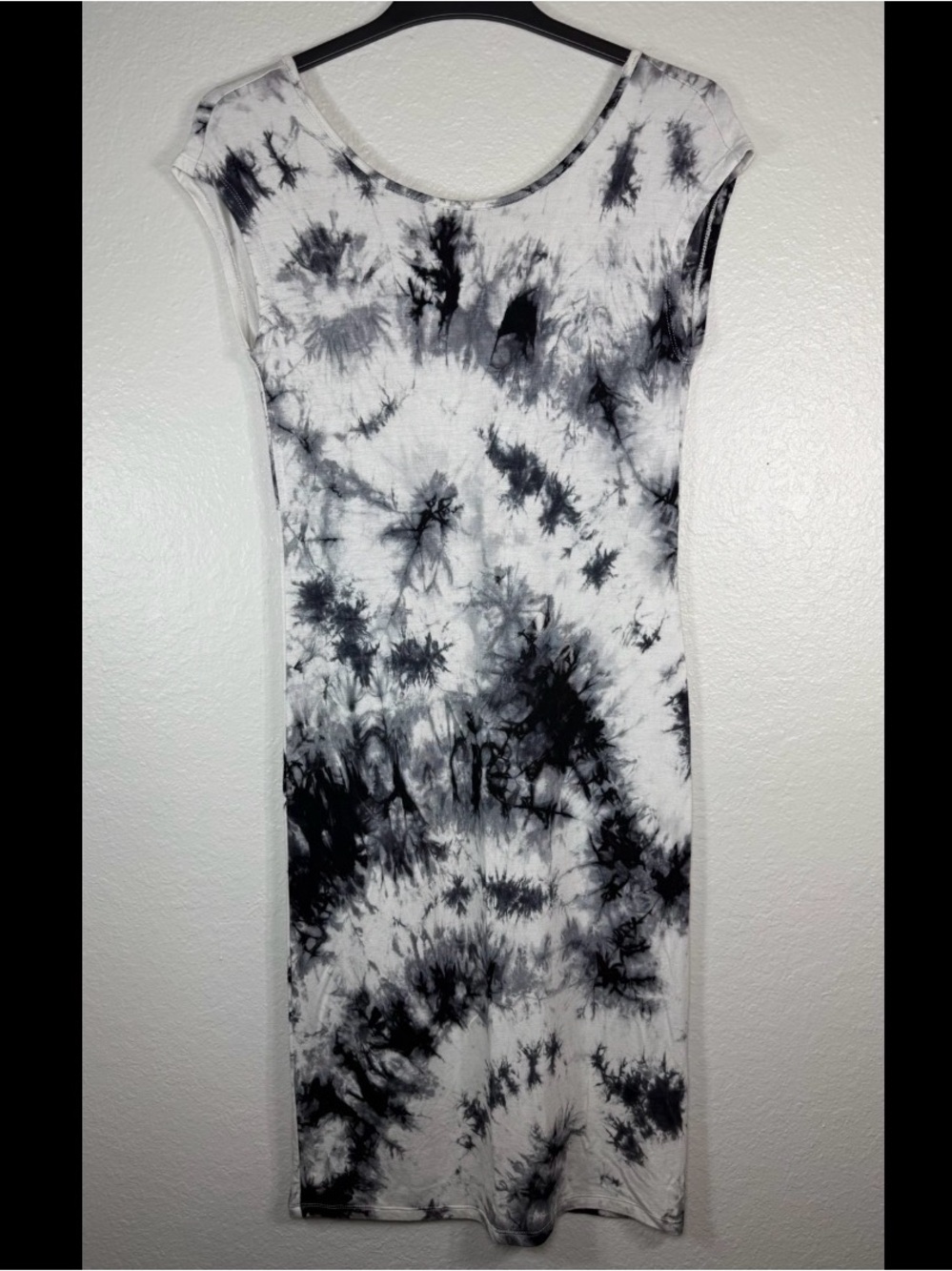 Black & White Tie Dye‎ Bodycon Midi Tank Dress Size S by Mahina Hawaii Boutique